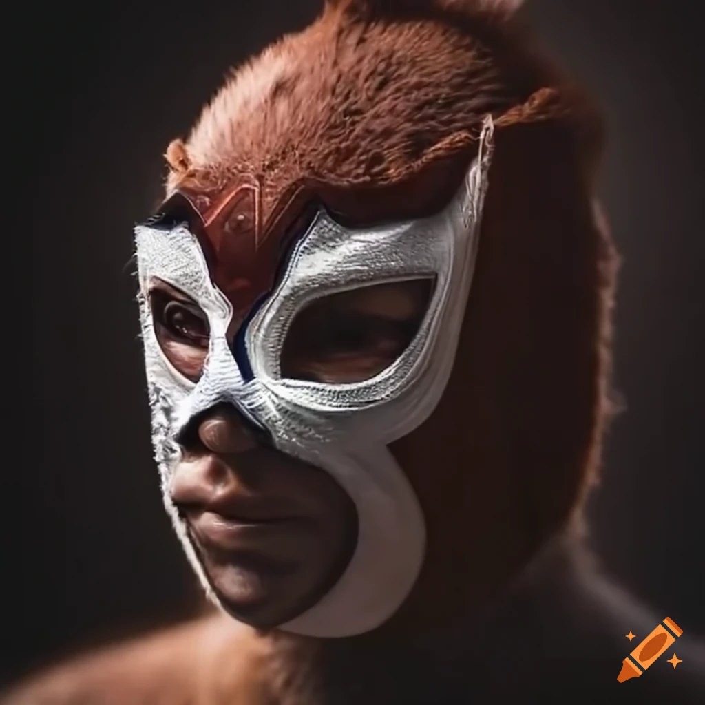 masked luchador riding an alpaca