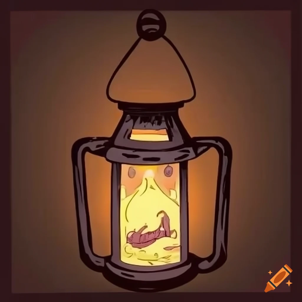 Comicstyle lantern lighting up the darkness on Craiyon