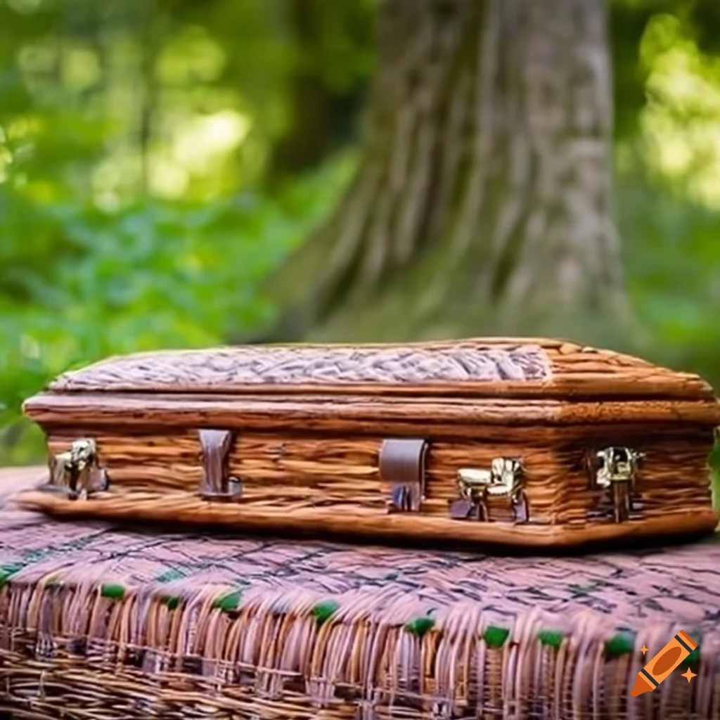 Wicker casket for natural burial on Craiyon