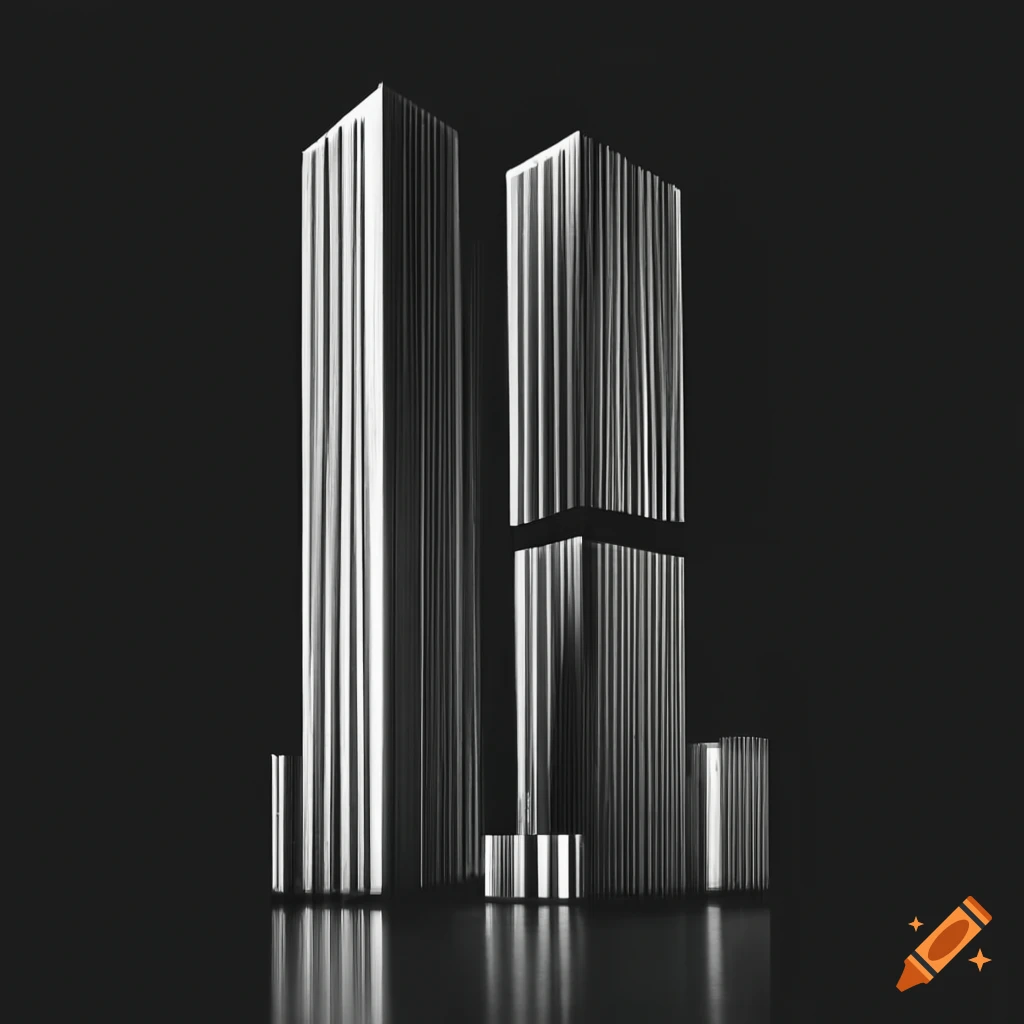 Simplistic black and white buildings on Craiyon