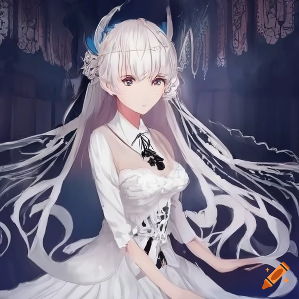 anime-girl-in-white-noble-dress-on-craiyon
