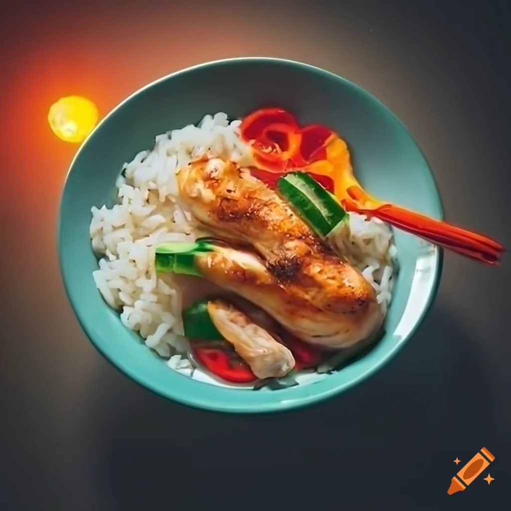delicious bowl of chicken with rice and vegetables