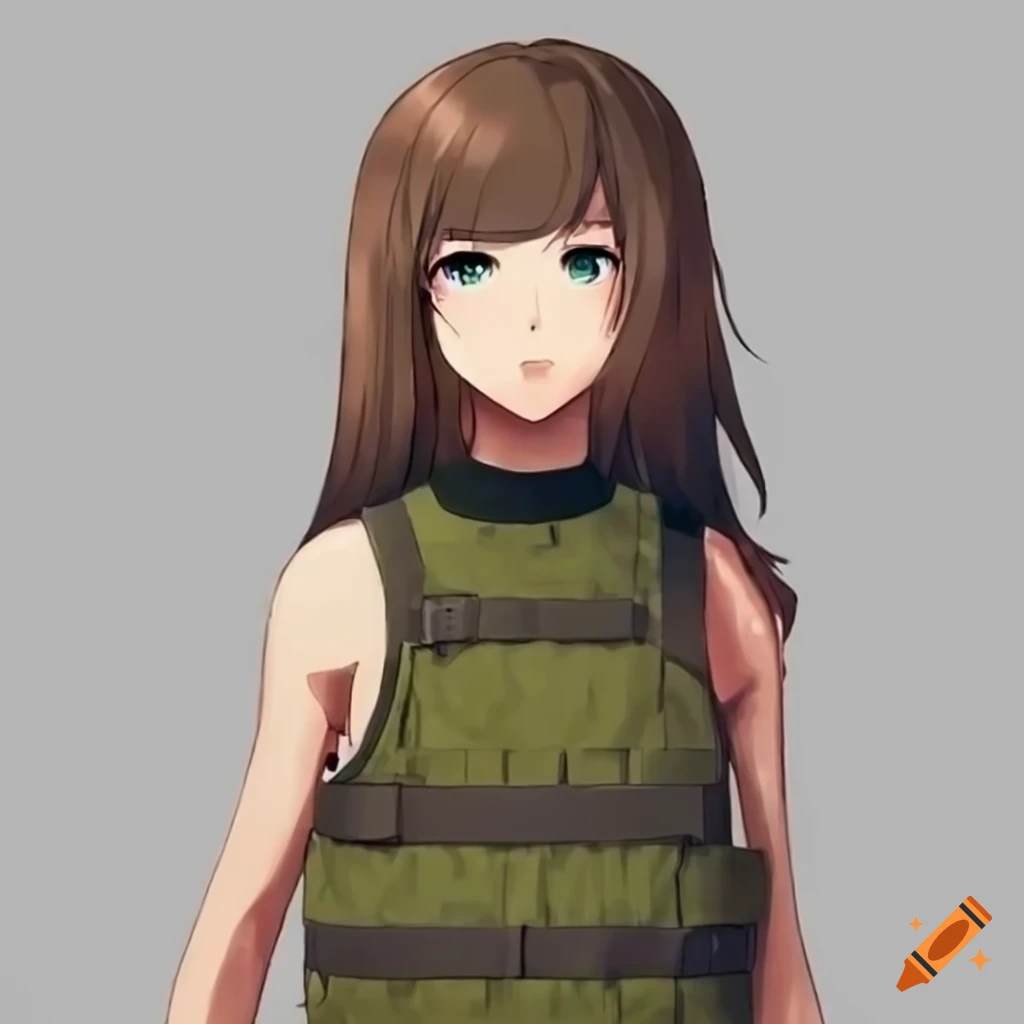 anime girl wearing a MOLLE vest