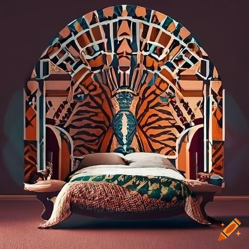 Art deco bedroom with african patterns on Craiyon