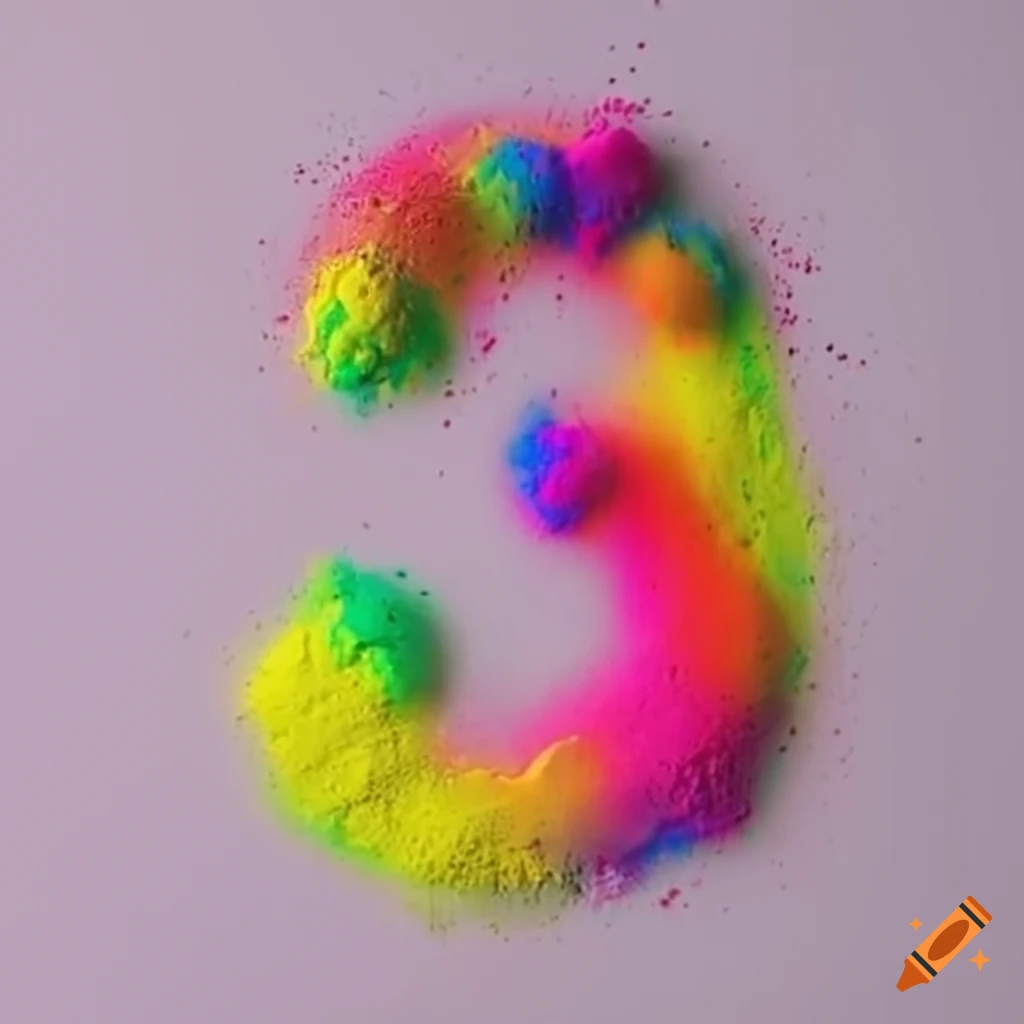 colorful powder forming the number pi