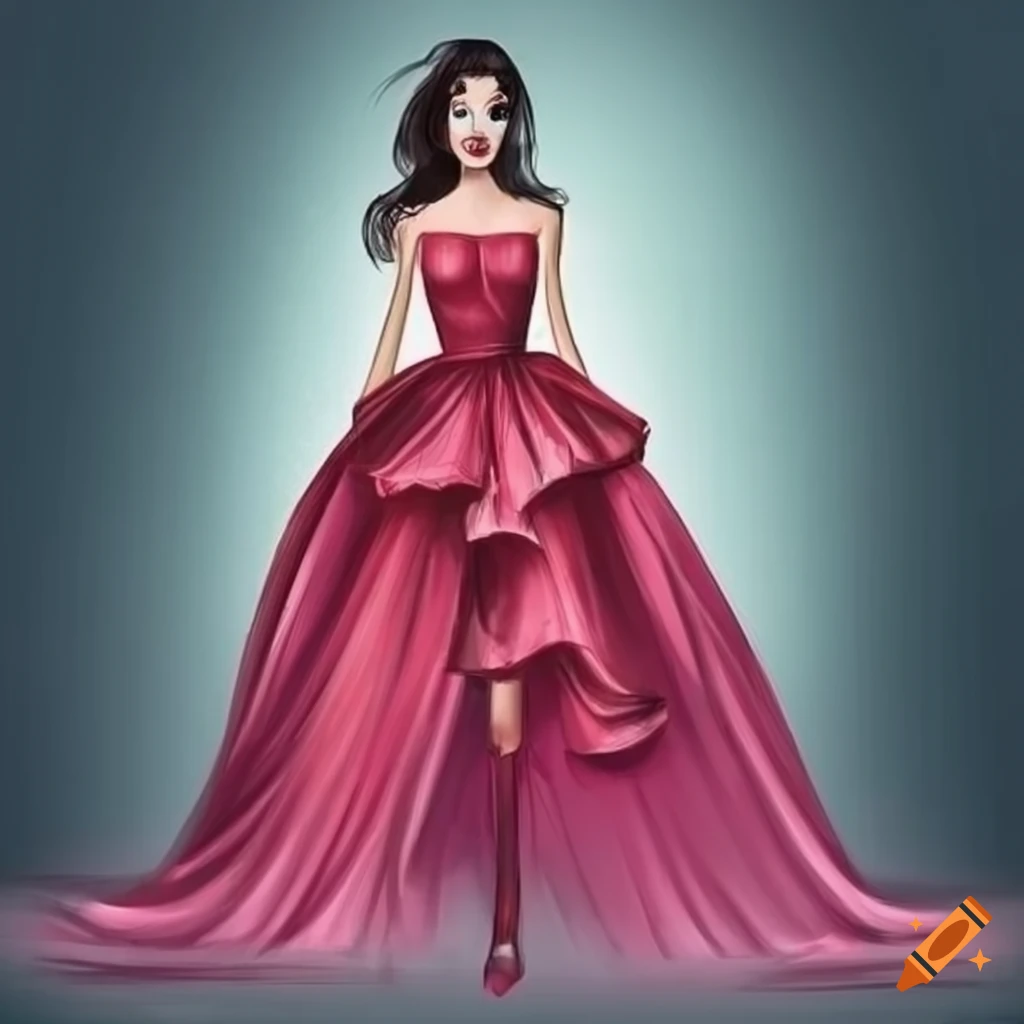 How to draw a beautiful gown step by step - YouTube