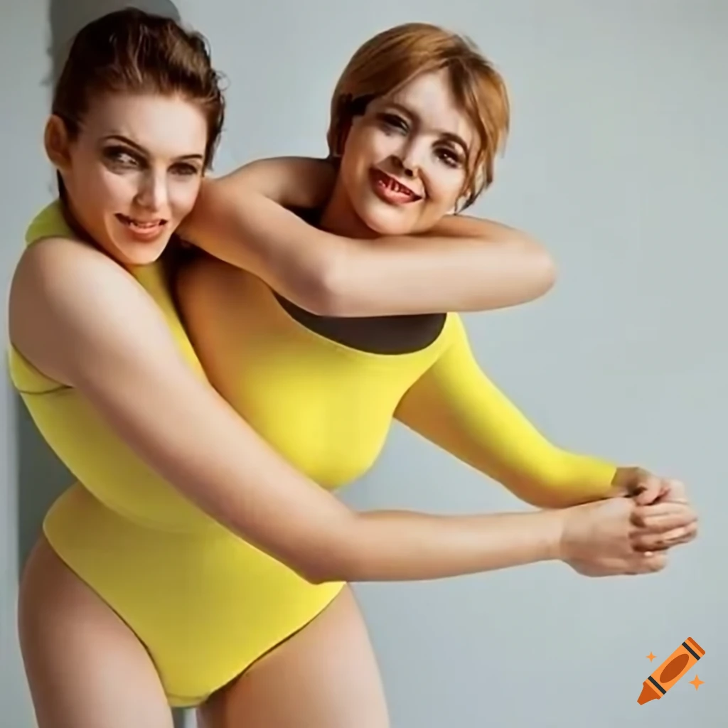 fun photo of women piggyback hugging on a weight bench