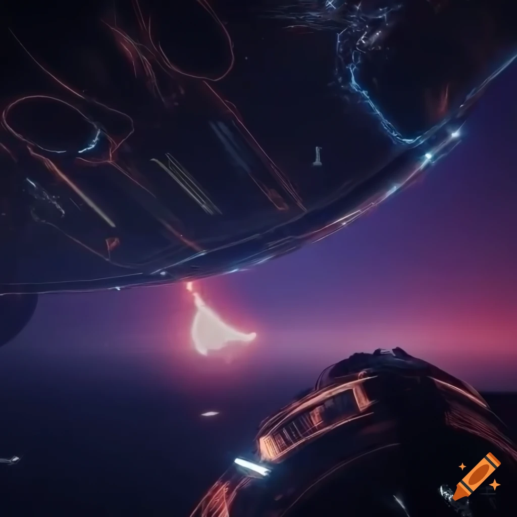 realistic starship takeoff in vibrant colors
