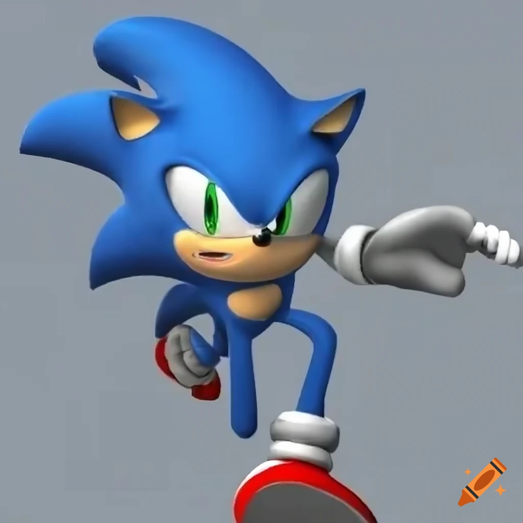 3d render of sonic the hedgehog running towards the viewer