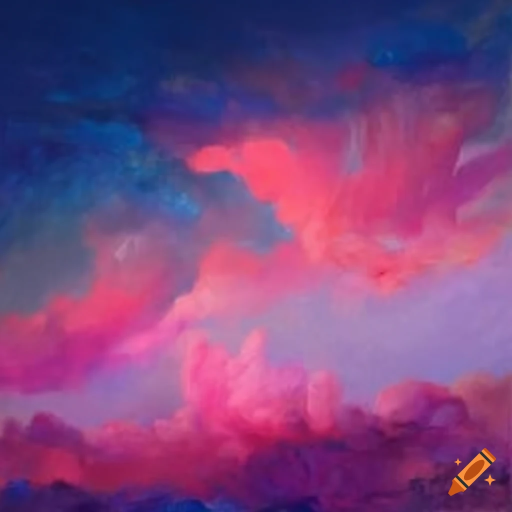 Monet-inspired painting of a beautiful pink sky