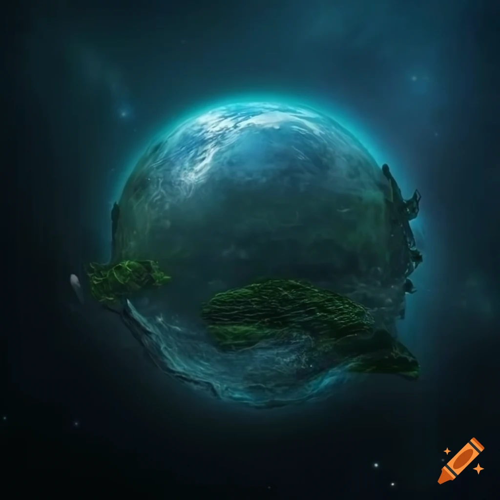 view of a technologically advanced and overgrown planet