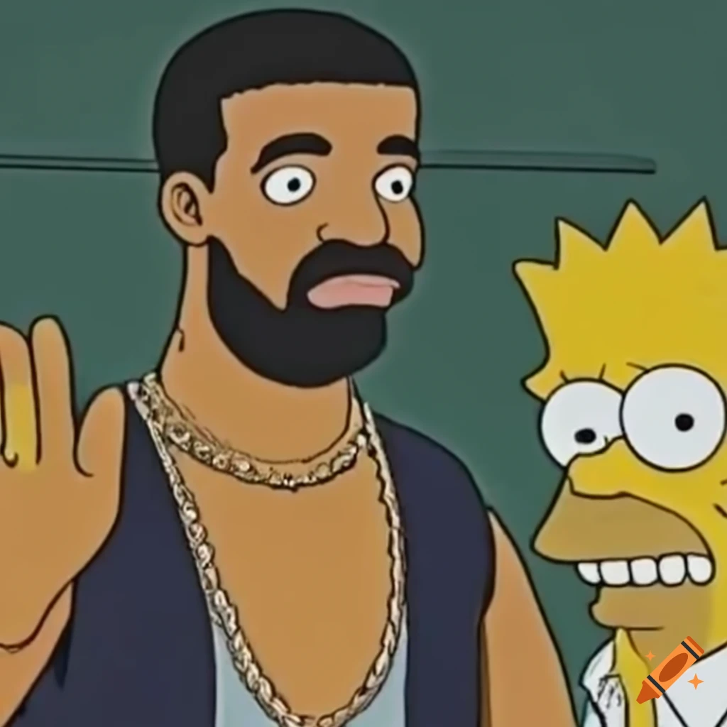 simpson style illustration of Drake