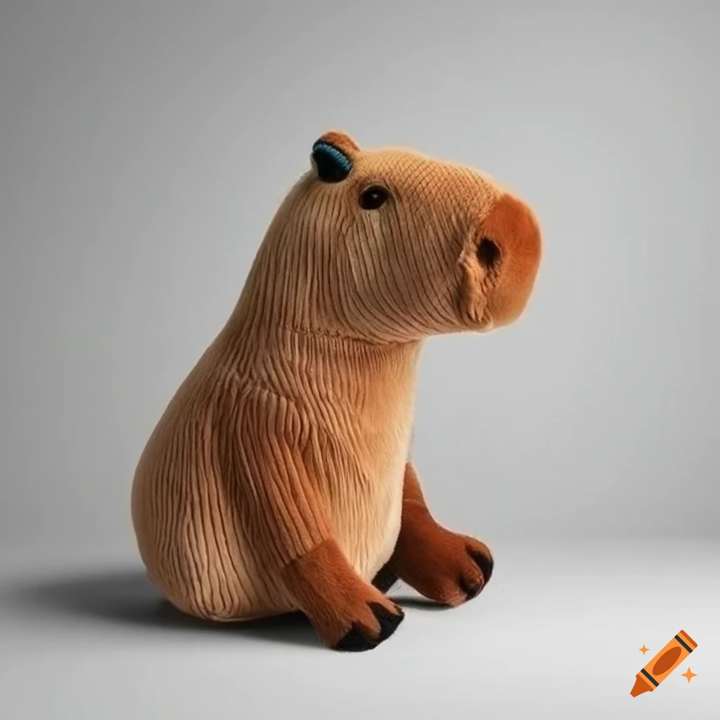 rainbow corduroy capybara plushie on a bus