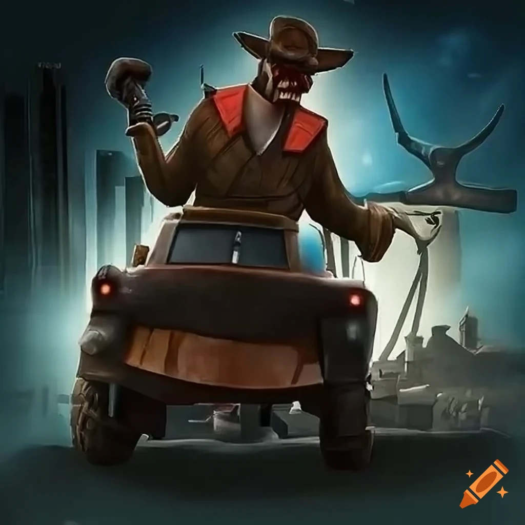 Tow Mater dressed as The Dark Tower's gunslinger
