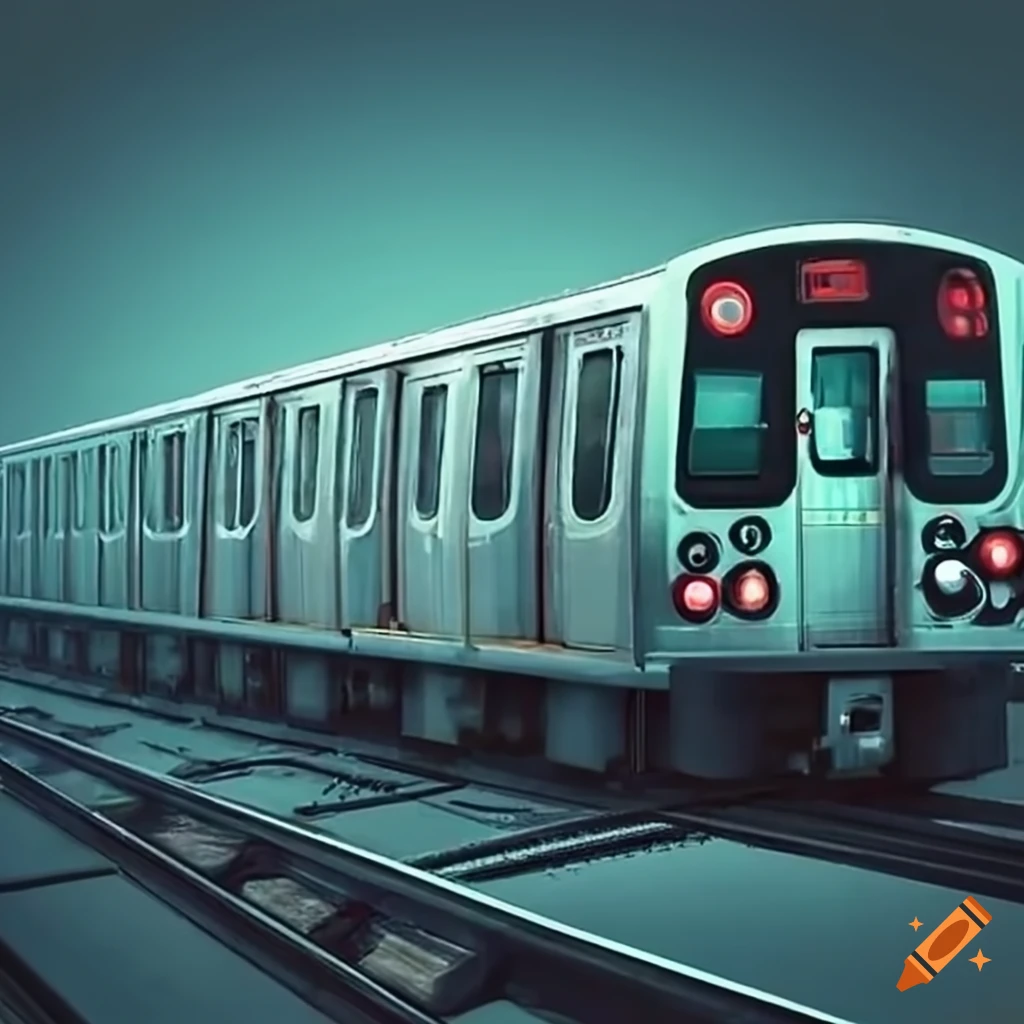 Subway train in the city on Craiyon