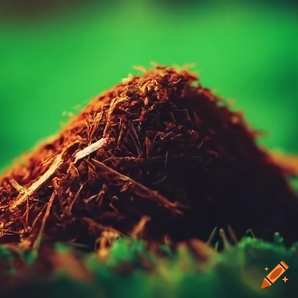 Pile of oilcovered sawdust on grass on Craiyon