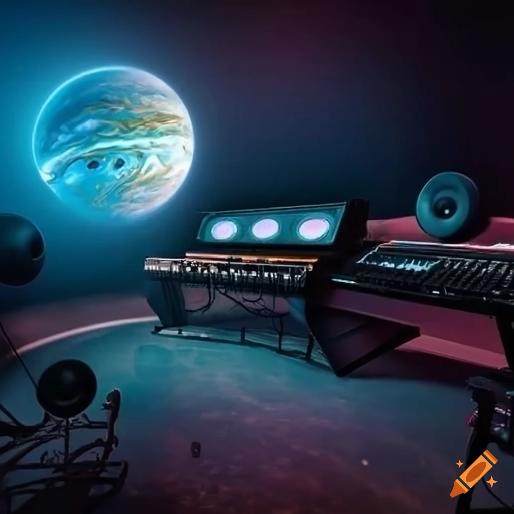 Scifi music recording studio on jupiter on Craiyon