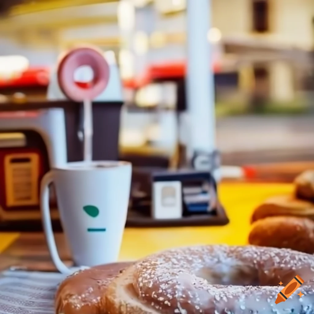 Gas station with coffee, donut and bread prices on Craiyon