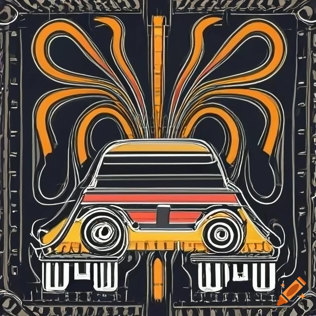 illustration of a car on a deserted highway
