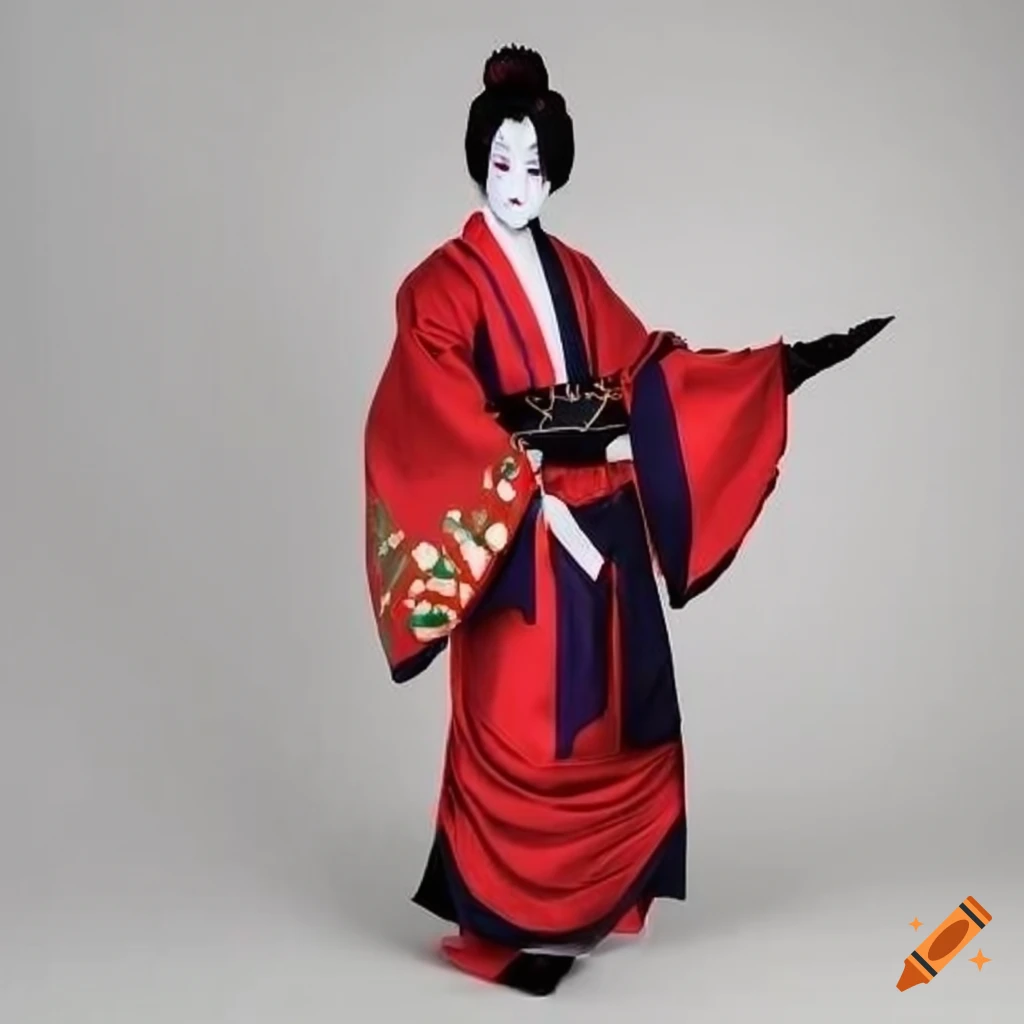 Vibrant kabuki male costume with traditional patterns on Craiyon