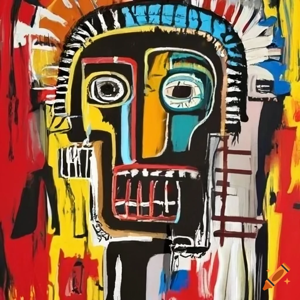 painting of an Indian chief with Basquiat symbols