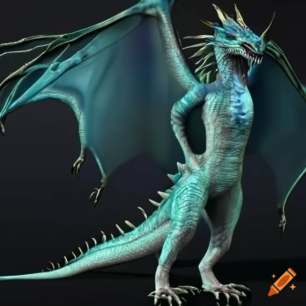 3d render of a mythical iridescent dragon-human hybrid on Craiyon