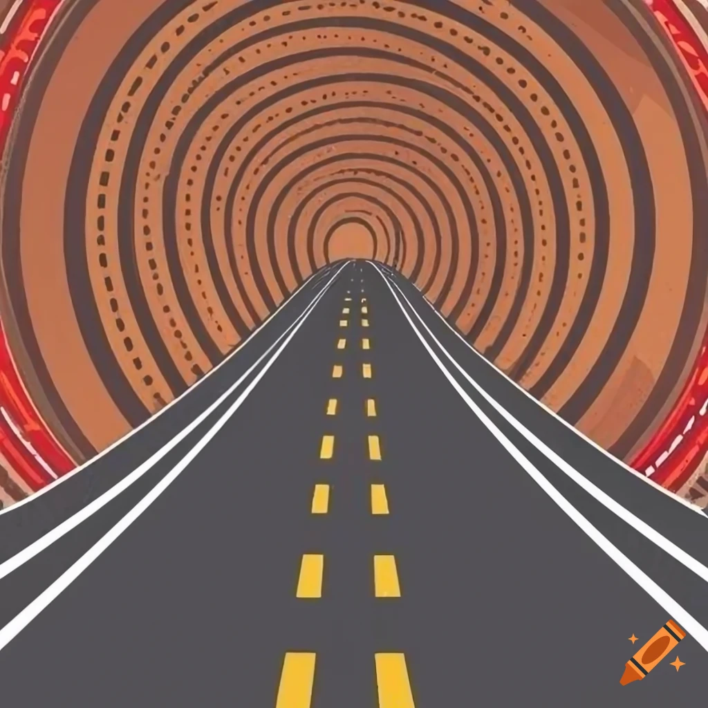 illustration of a car on a deserted highway