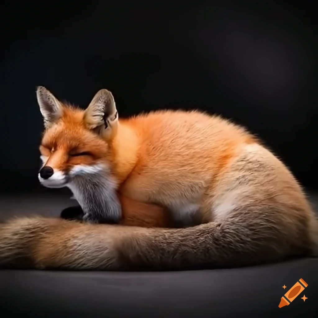 adorable sleeping fox with round belly
