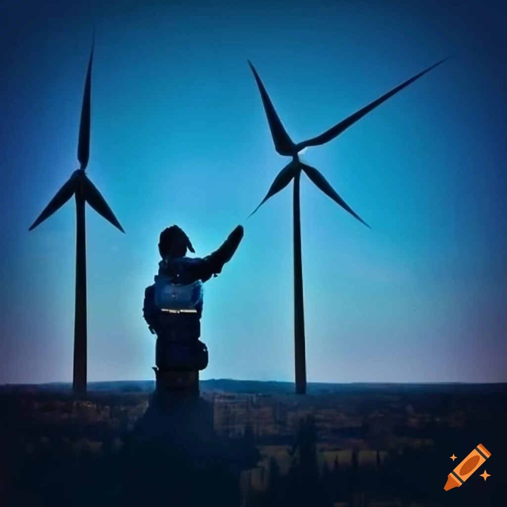 wind turbine and surveyor on site