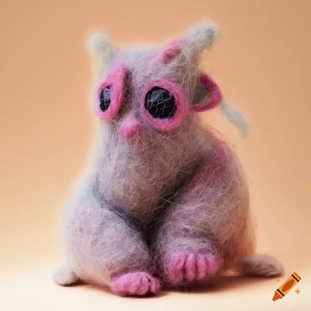felted wool creatures wearing masks and costumes