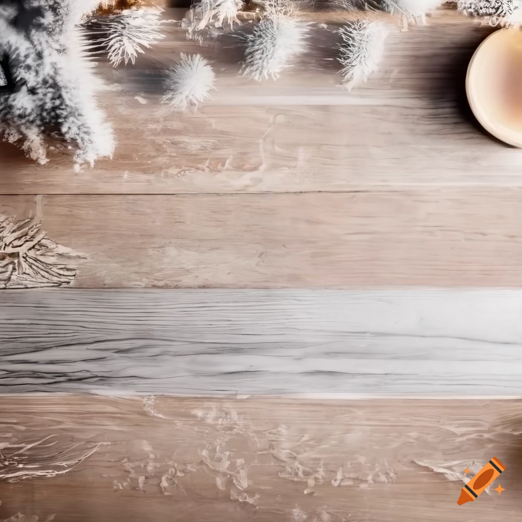 top view of a table with winter scene
