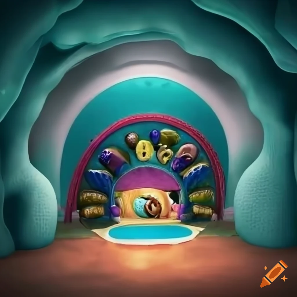 realistic entrance of an animal cell amusement park