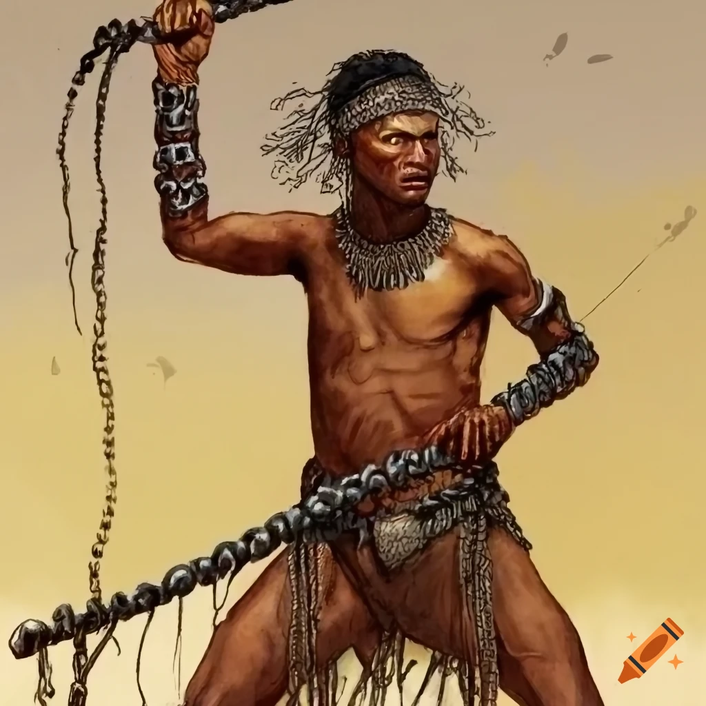 bushman-warrior-in-chainmail-armor-inspired-by-khoisan-art-on-craiyon