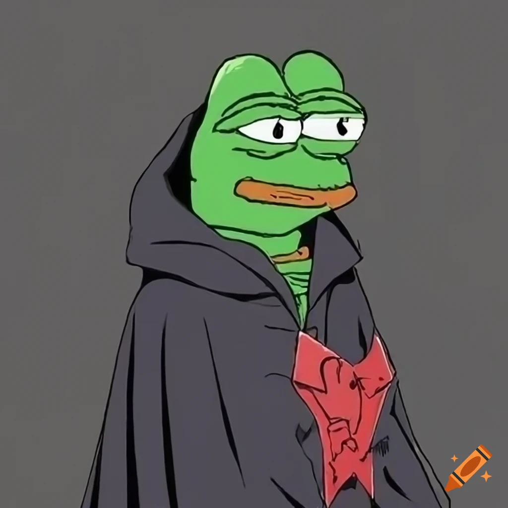Anime pepe the frog as a vampire with fang teeth on Craiyon