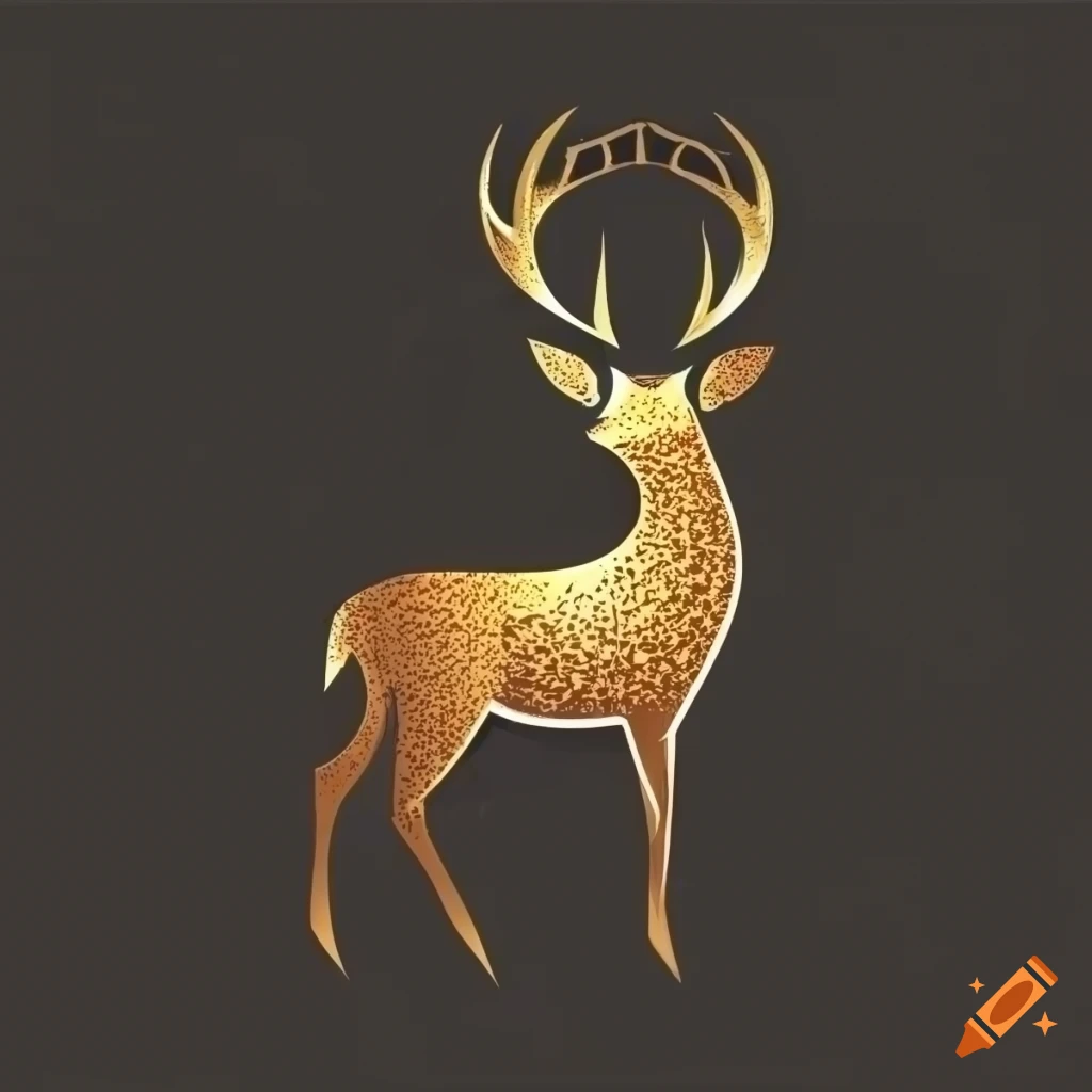 Golden and black vector logo of a deer on Craiyon