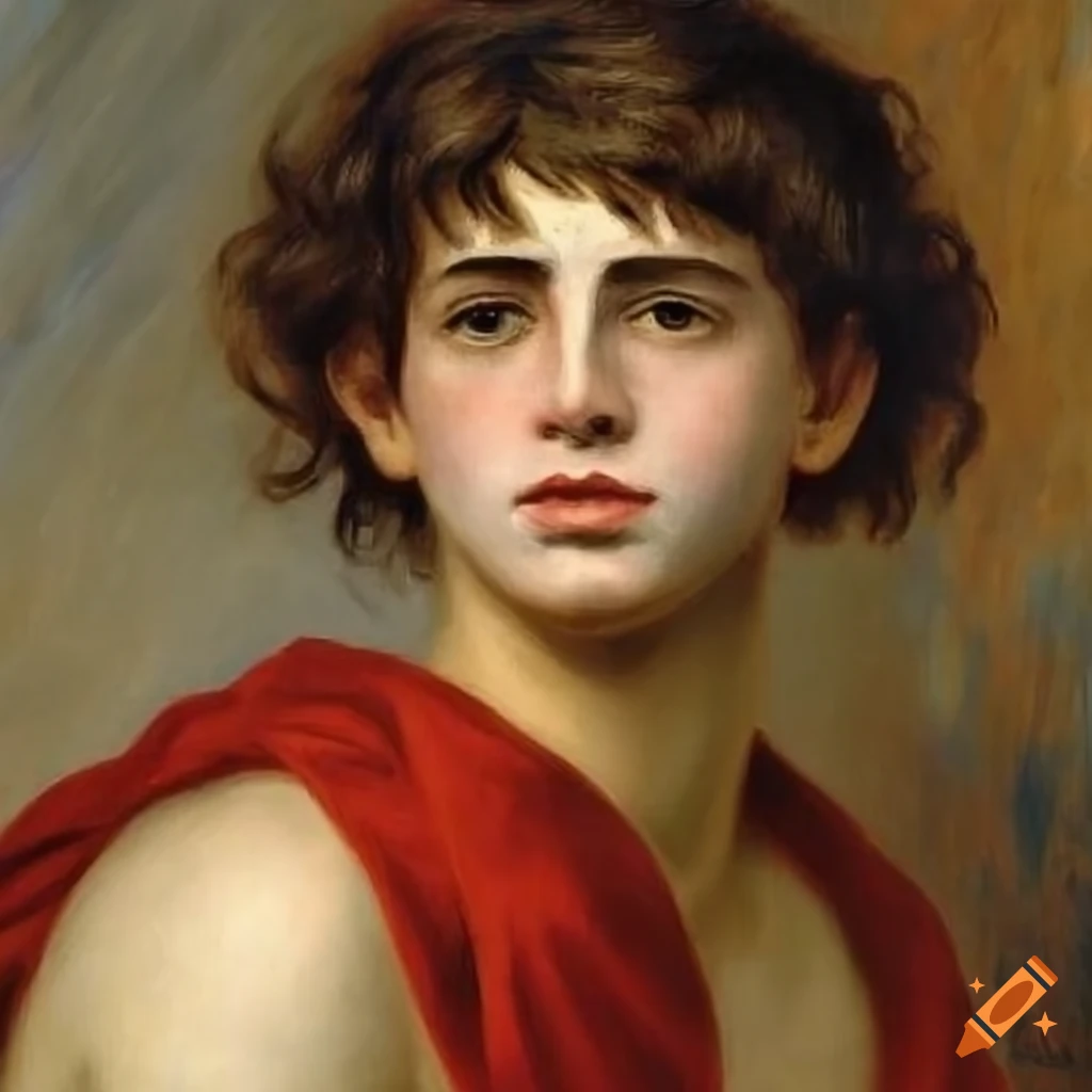 Detailed oil painting of a confident male god on Craiyon