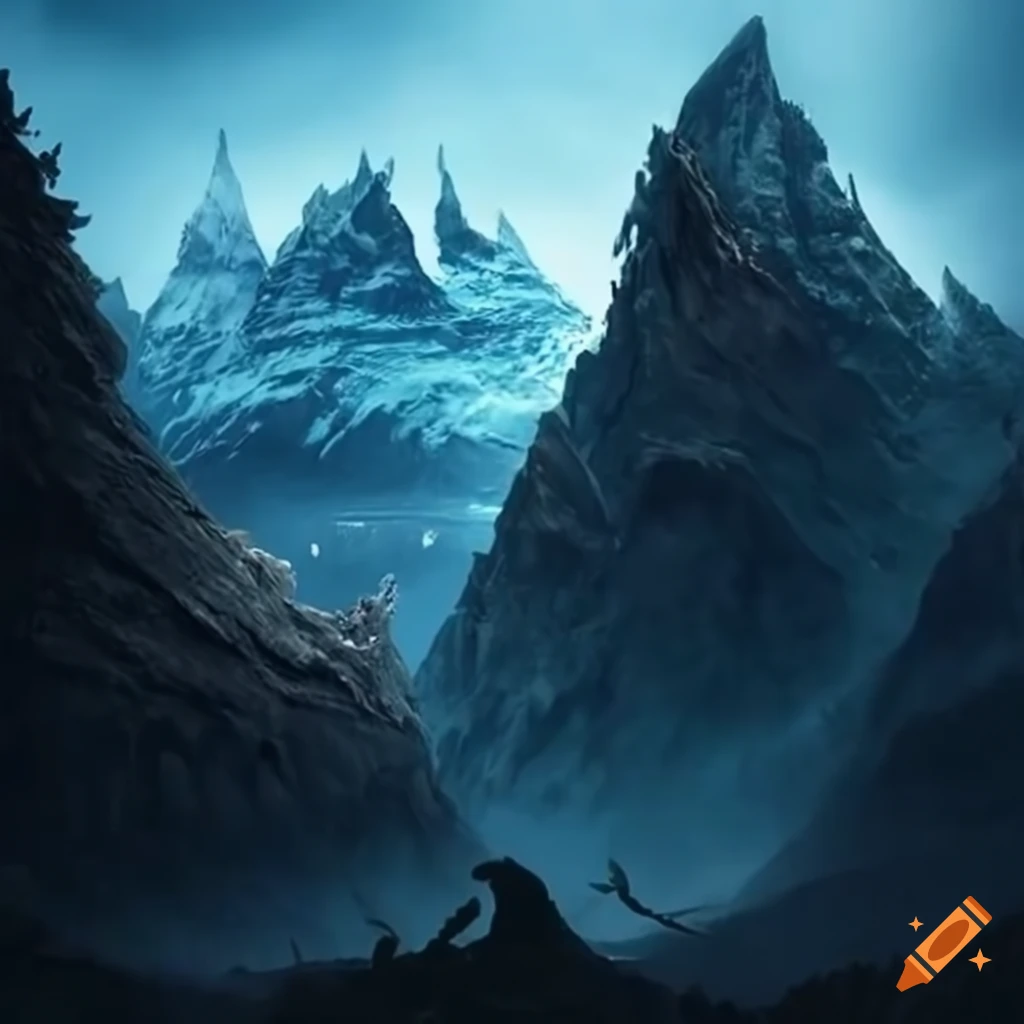 Artwork of nordic demon trolls in the mountains on Craiyon