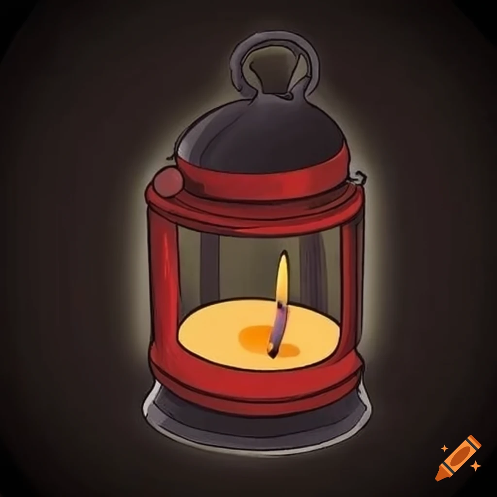 comic-style lantern lighting up the darkness