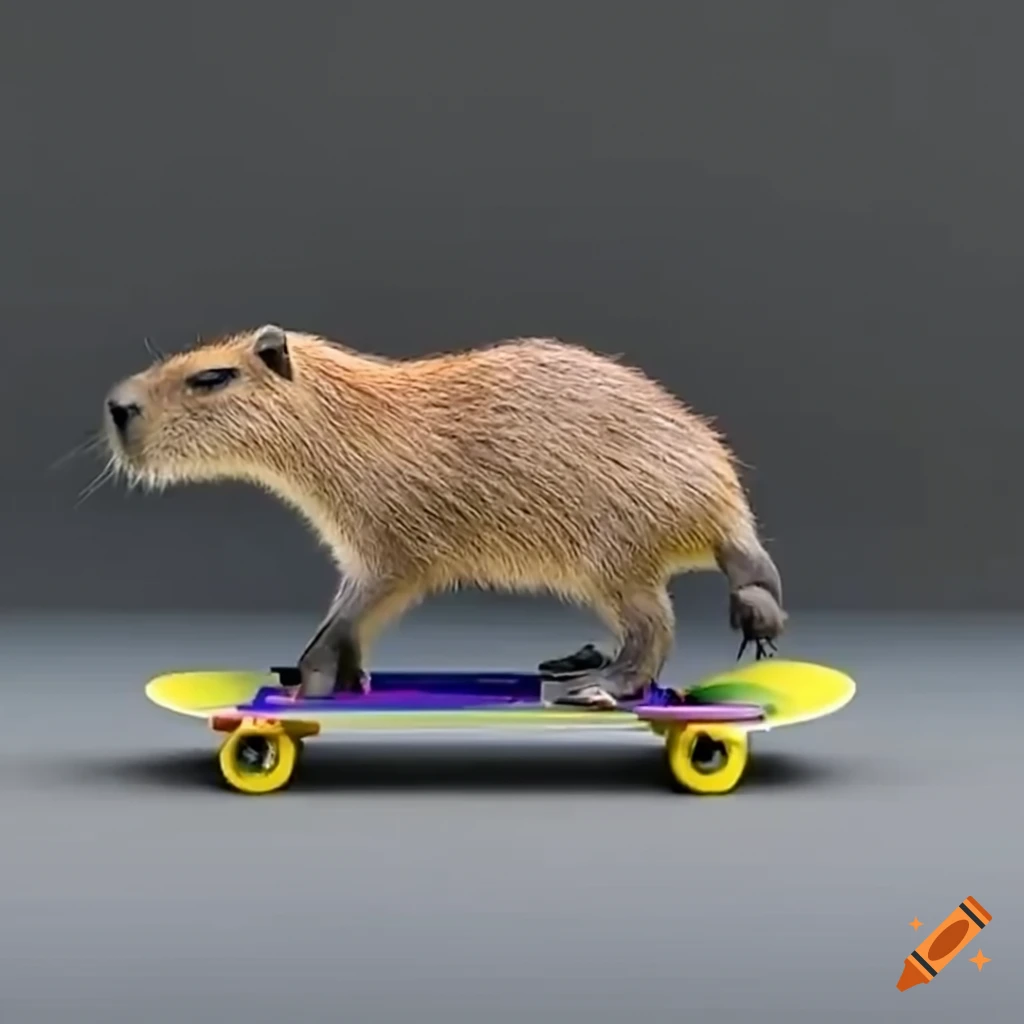 cute capybara balancing on a skateboard