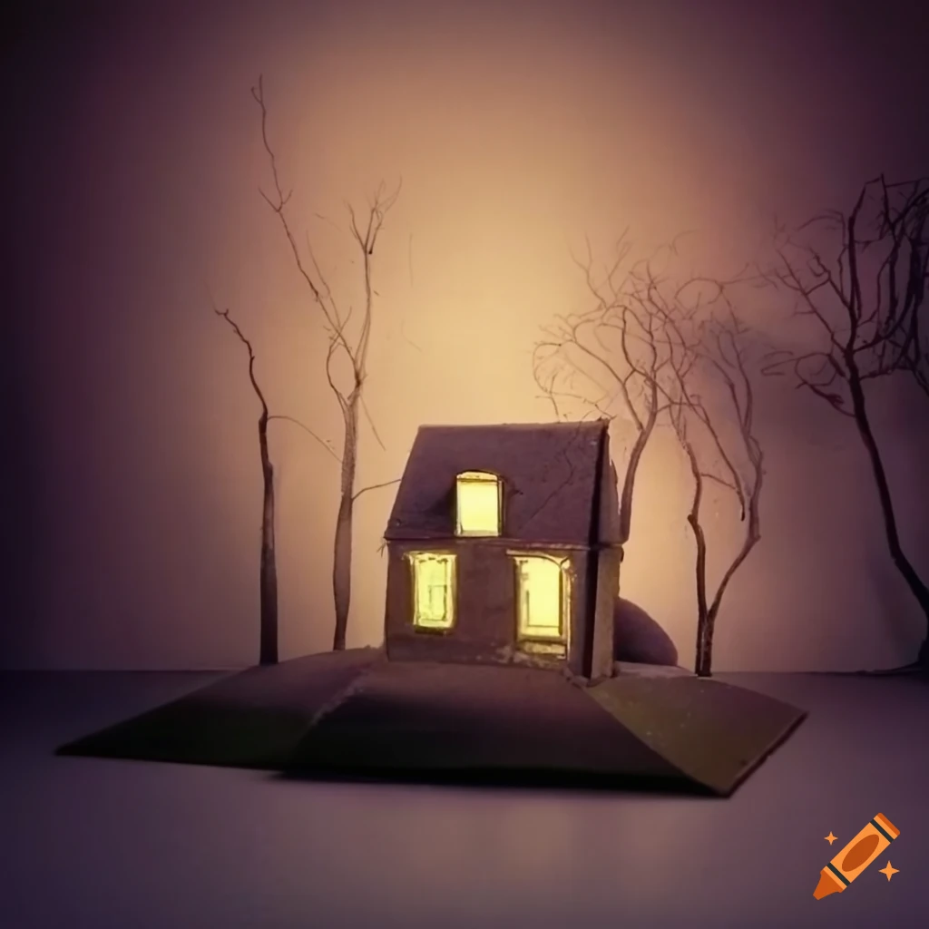 vintage haunted house model in pastel colors