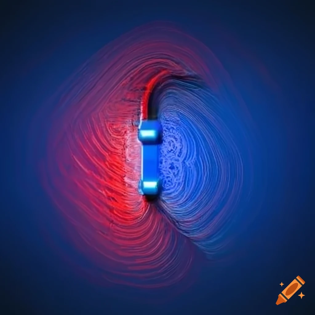 with red and blue colors and field lines on Craiyon