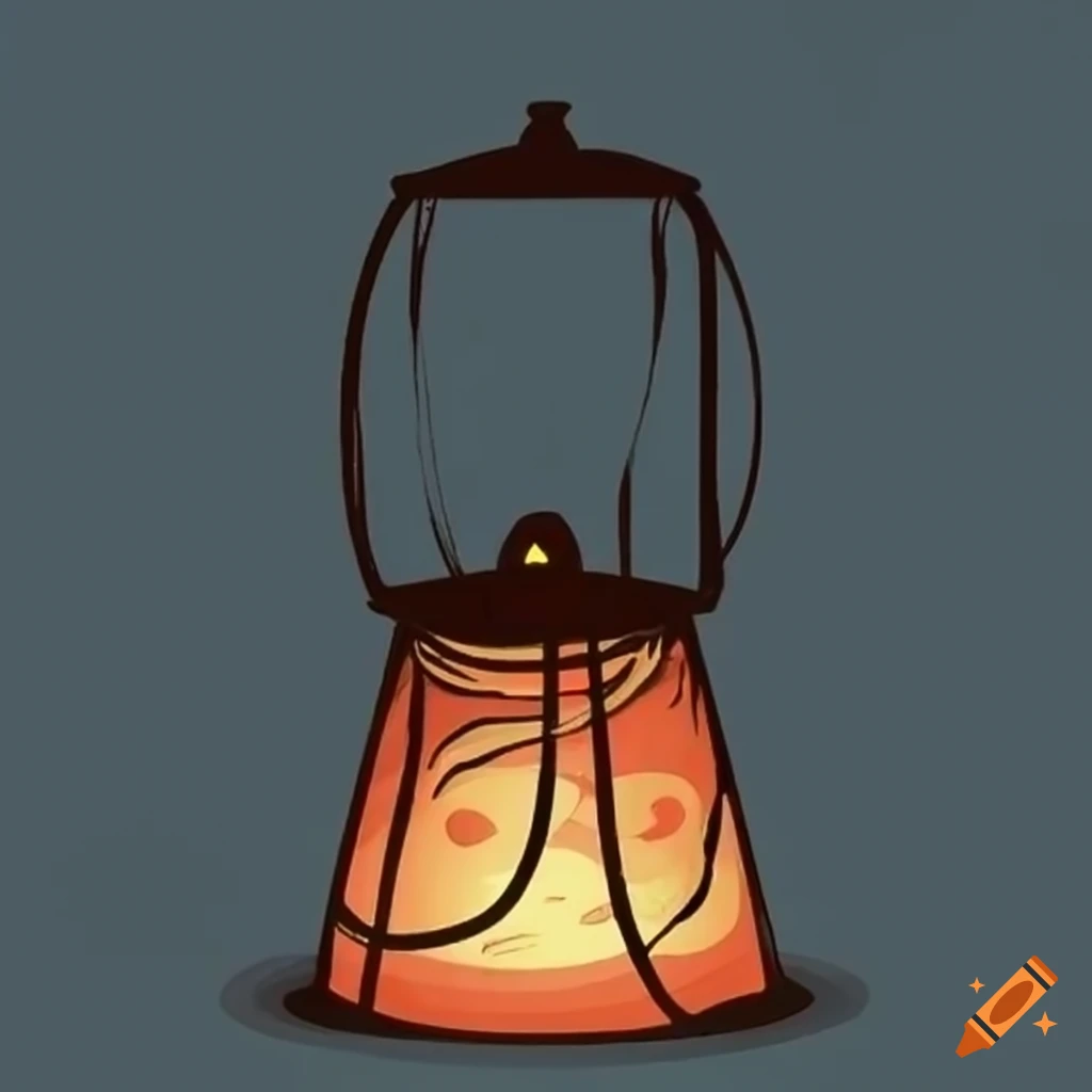 comic-style lantern lighting up the darkness