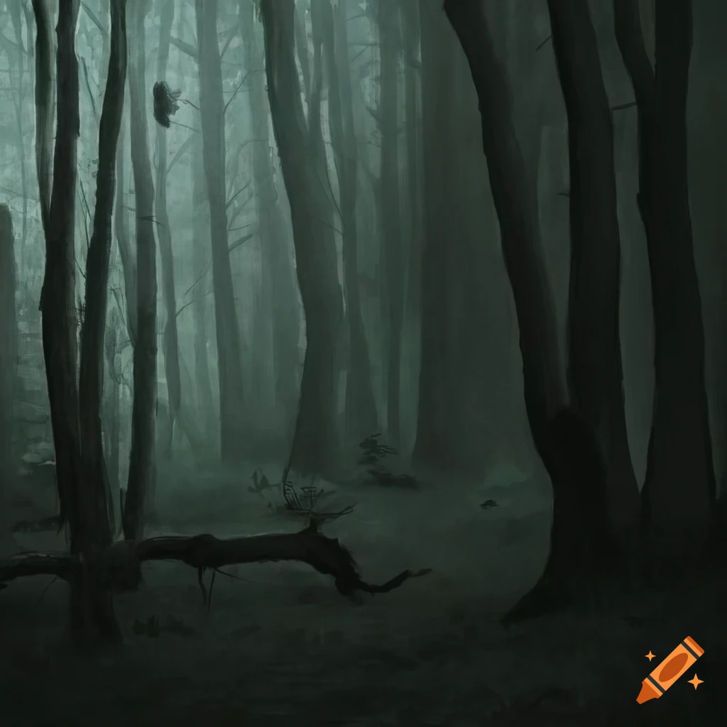 melancholic forest scene artwork
