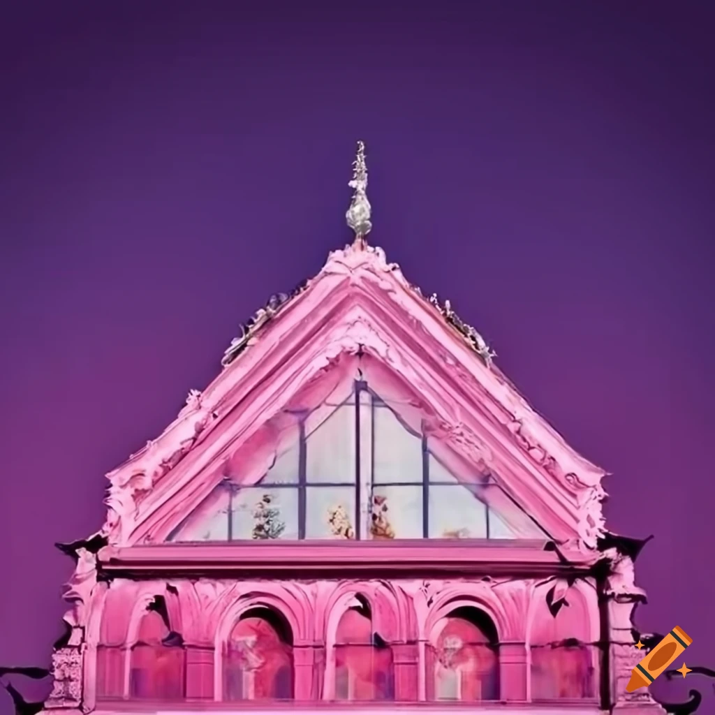 pink sky and glass gable in rococo style