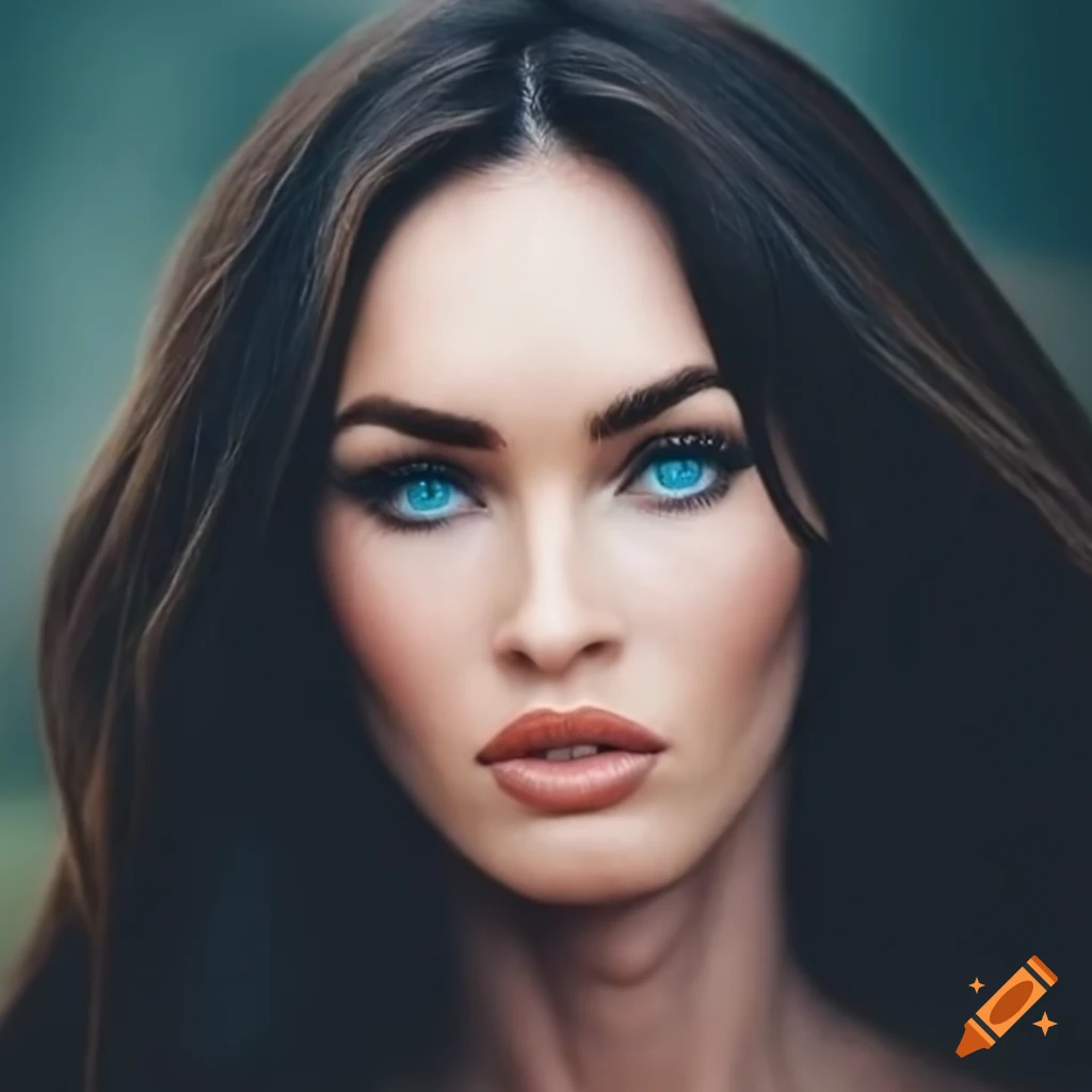 portrait of a beautiful woman with tan skin and blue eyes