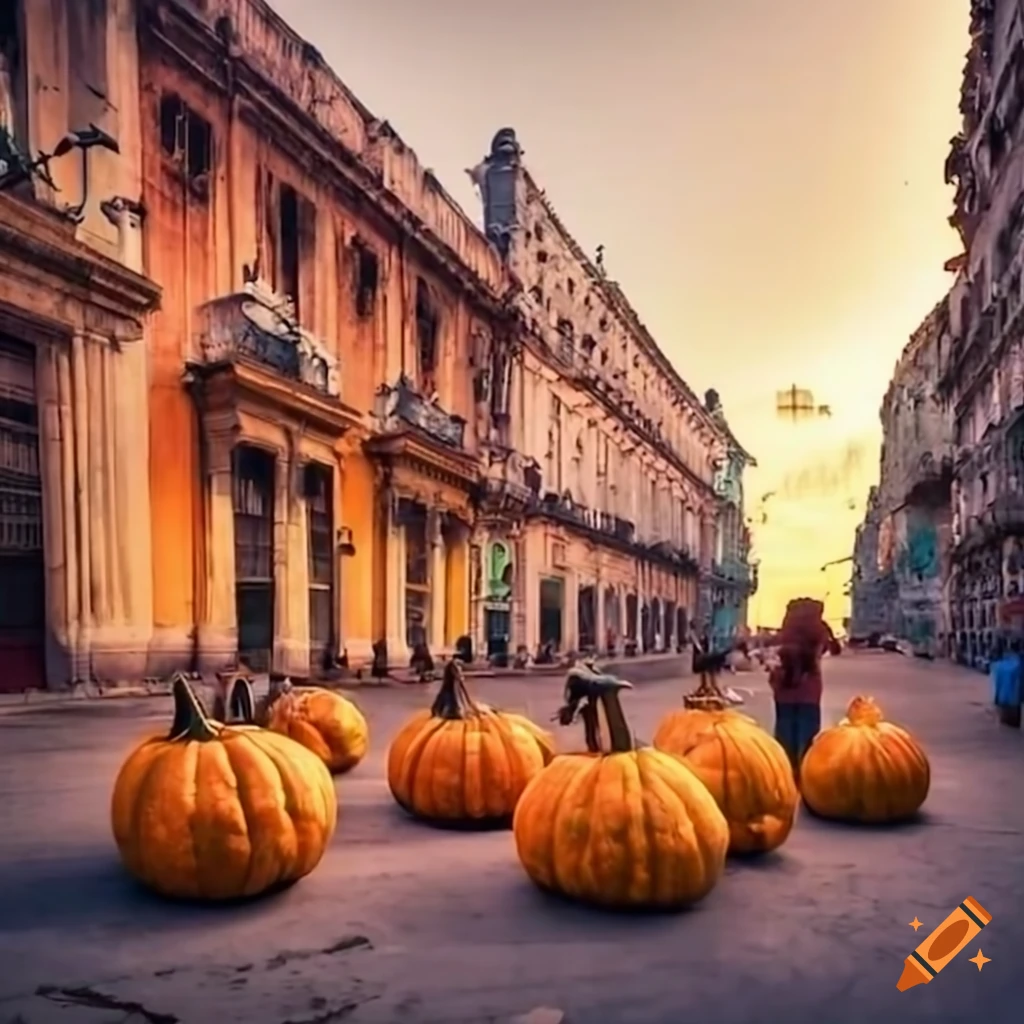 vibrant Havana street with fruits and buildings