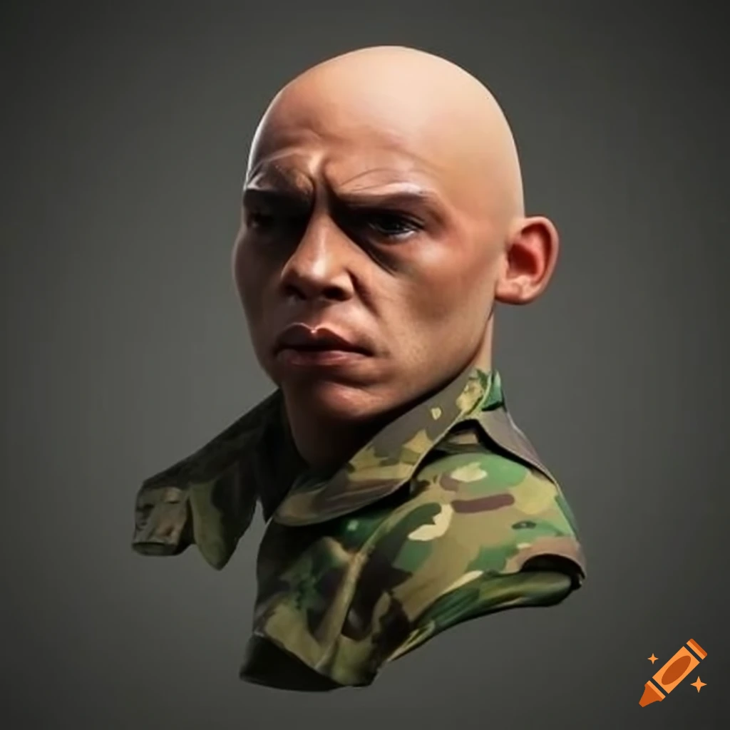 image of a Brazilian soldier with a shaved head