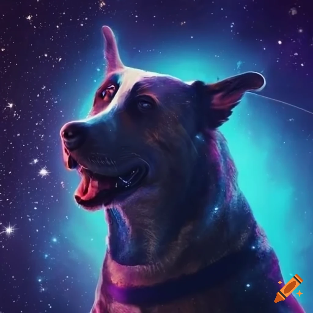 dog in cosmic space