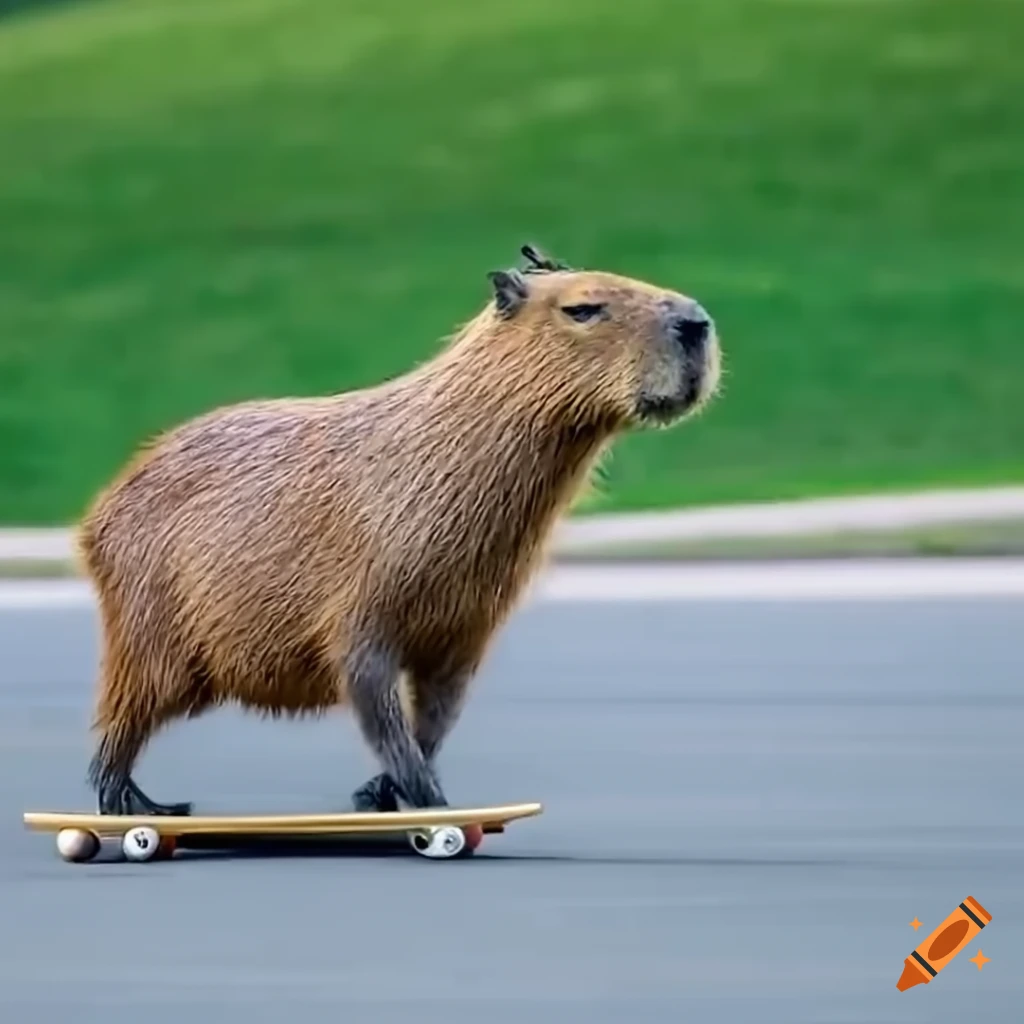 capybara riding a skateboard