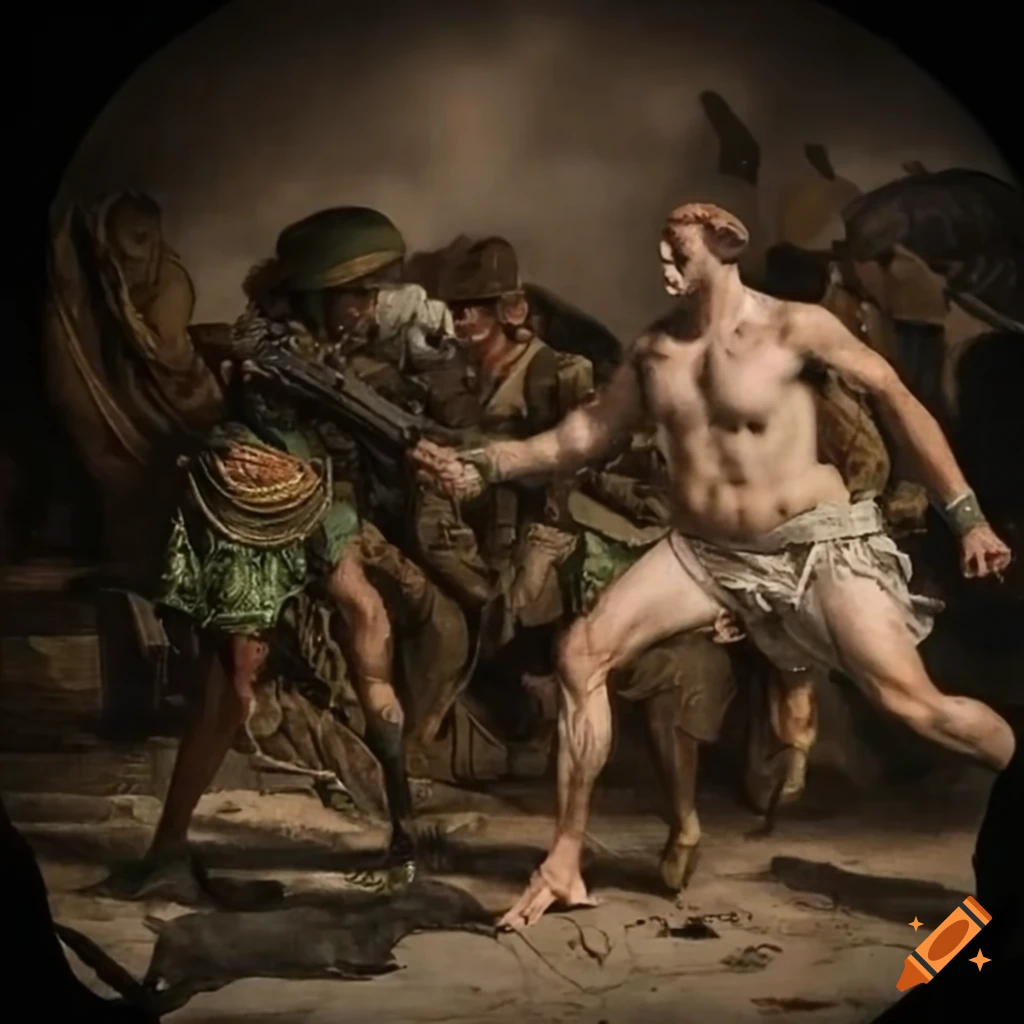 depiction of Horatio Cocles defending against an army